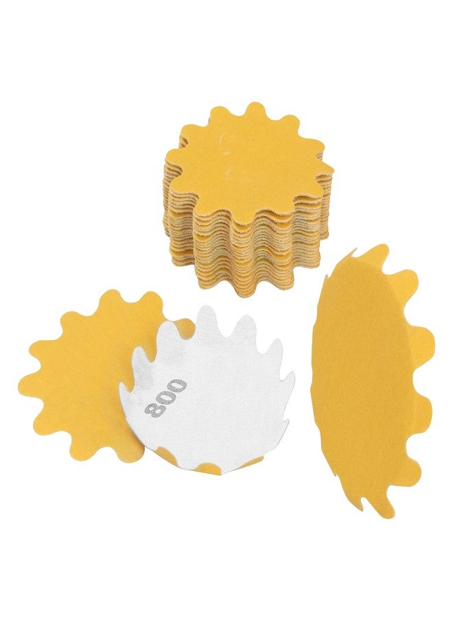 Keystone Flex Edge Gold 2 Inch Sanding Discs, Hook and Loop Wavy Sand Paper for Bowl Sanders and Drill Sanding Attachments, Prevent Shifting, Single Grit - 25 Pack (800 Grit) - Image 1