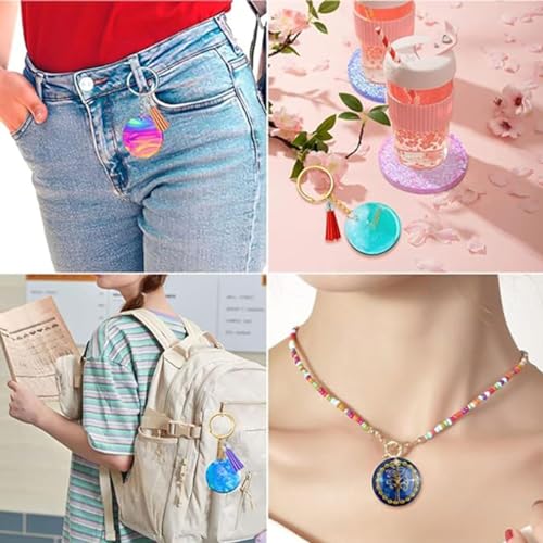 KuuGuu 8 PCS Heart Shape Resin Mold,Round Shape Keychain Silicone Molds for Epoxy Resin DIY Keychain Decoration Homemade Dessert Fondant - Image 5