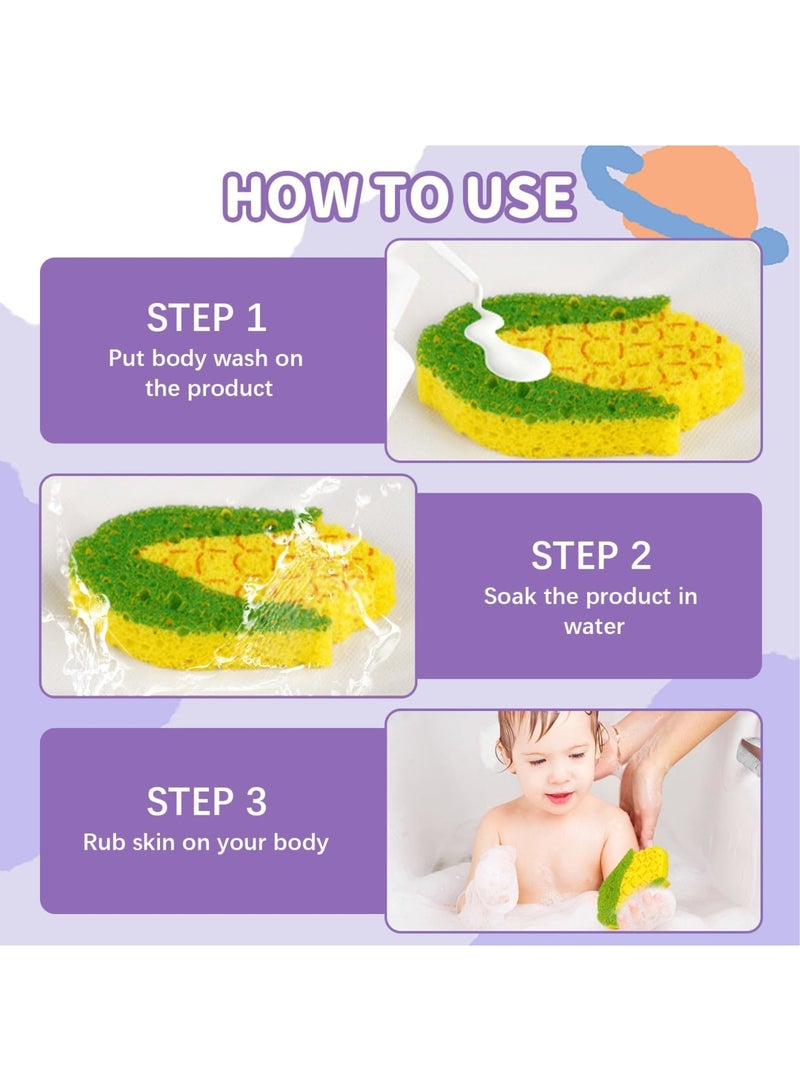SYOSI Baby Bath Sponge Set, Ultra Soft Kids Bath Sponges for Infants & Toddlers - Gentle Bathing Sponges with Cute Vegetable Shapes for Baby Bath Time, 6Count (1 Pack) - Image 4