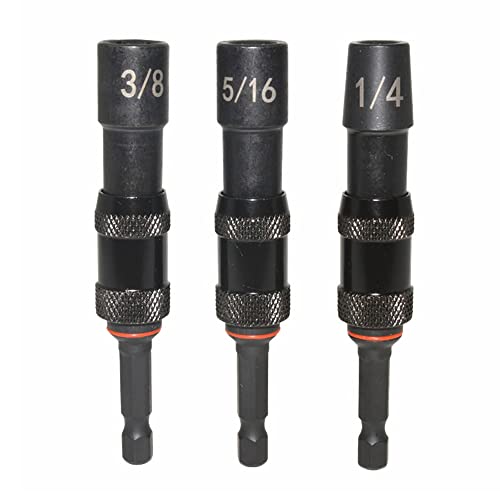 Saipe 3pcs Magnetic Pivoting Nut Driver Set Hex Shank Quick Change Power Nut Driver Drill Bit Impact Driver Socket Set Nut Setter 1/4, 5/16, 3/8-Inch - Image 5