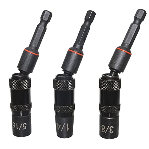 Saipe 3pcs Magnetic Pivoting Nut Driver Set Hex Shank Quick Change Power Nut Driver Drill Bit Impact Driver Socket Set Nut Setter 1/4, 5/16, 3/8-Inch - Image 1