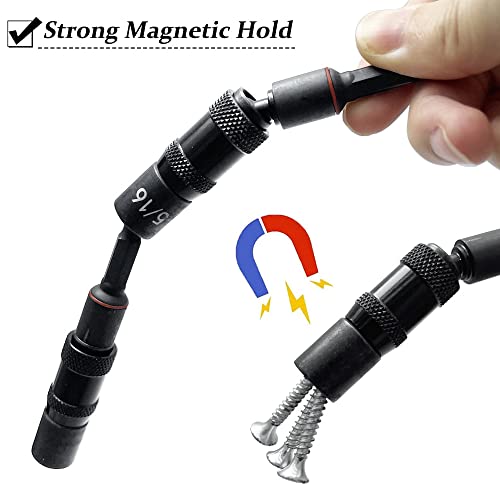 Saipe 3pcs Magnetic Pivoting Nut Driver Set Hex Shank Quick Change Power Nut Driver Drill Bit Impact Driver Socket Set Nut Setter 1/4, 5/16, 3/8-Inch - Image 3