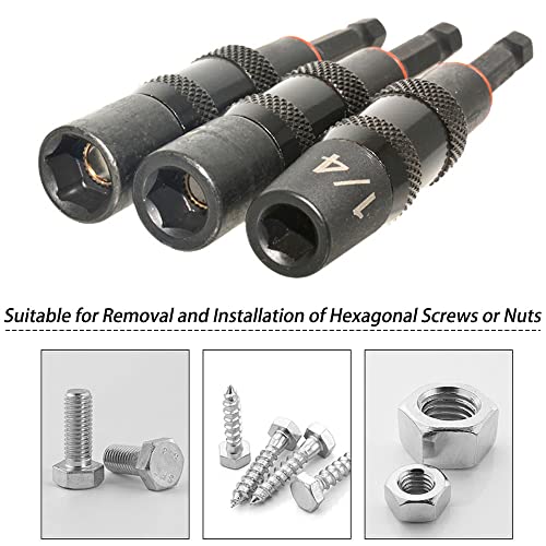 Saipe 3pcs Magnetic Pivoting Nut Driver Set Hex Shank Quick Change Power Nut Driver Drill Bit Impact Driver Socket Set Nut Setter 1/4, 5/16, 3/8-Inch - Image 4