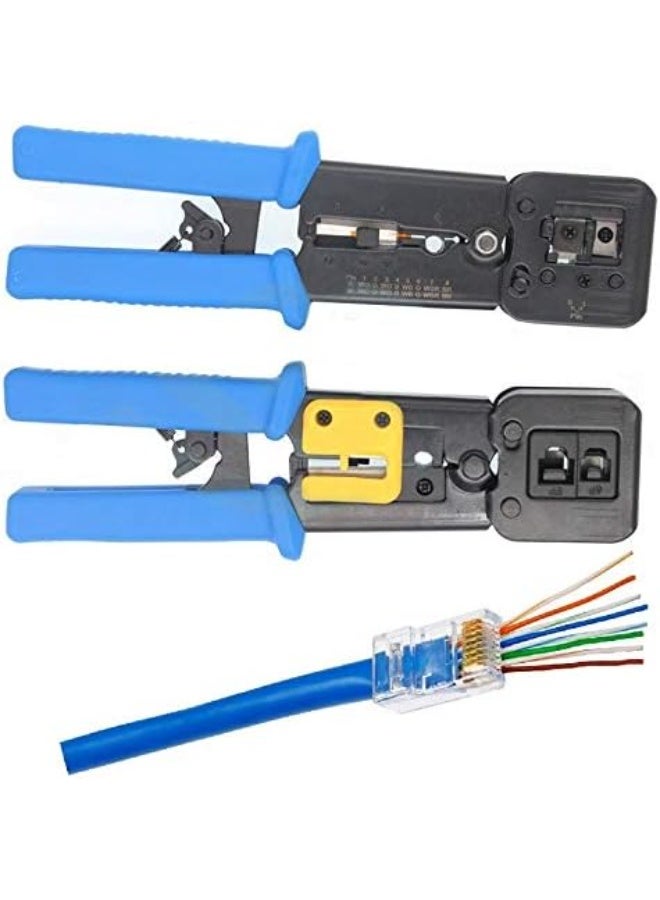 UbiGear All-in-One Crimper for Pass-Through/EZ/Legacy RJ11/RJ12/RJ45 connectors Professional Performance Cutter Stripper CAT3/CAT5e/CAT6 Network Cable UTP/STP Wire Crimping Tool - Image 1