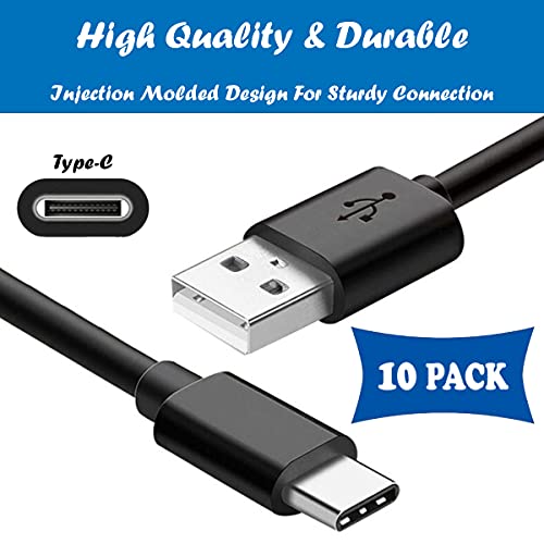 tekSonic USB Type C Cable Fast Charging [10-Pack 3.3ft], USB-A to USB-C Multi Pack Bulk Charge Cord Compatible with Samsung Galaxy S10 S9 S8 S20 S21 Plus A52 A21 A32 A11,Note 10 9 8, PS5 Controller - Image 2