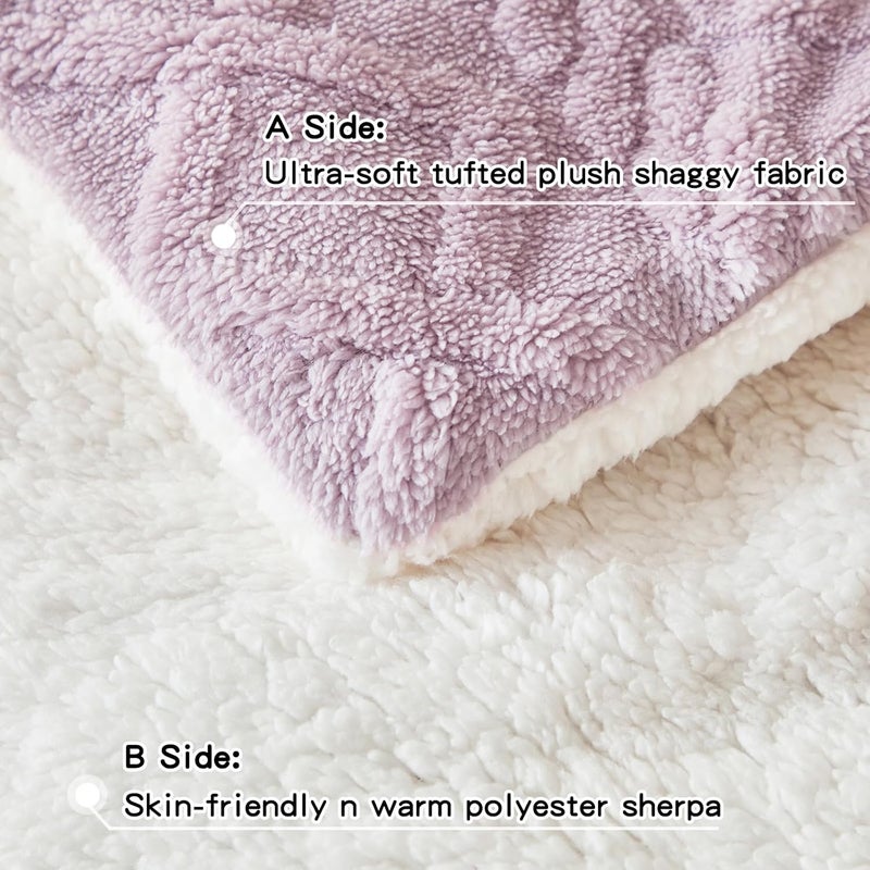 Joyreap 3-Piece Fluffy Faux Fur Sherpa Comforter Set Purple, Twin Size Luxury Tufted Bedding Comforter Set, All Season Soft n Cozy Plush Comforter Bed Set- 68x86 inches - Image 5
