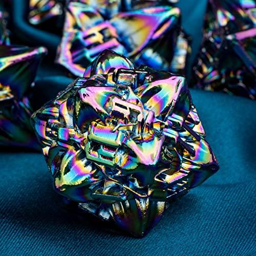 ARUOHHA DND Metal Dice Set Rainbow Leaf Design Polyhedral Dice with Box 7PCS D and D Dice RPG Role Playing Games D20 D12 D10 D8 D6 - Image 5