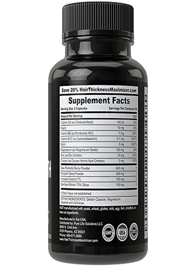 HAIR THICKNESS MAXIMIZER Hair Regrowth Vitamin Supplement With Biotin 5000 Mcg, Collagen, Saw Palmetto. Stop Hair Loss, Get Thicker Hair For Men, Women. Made In Usa  - Image 2