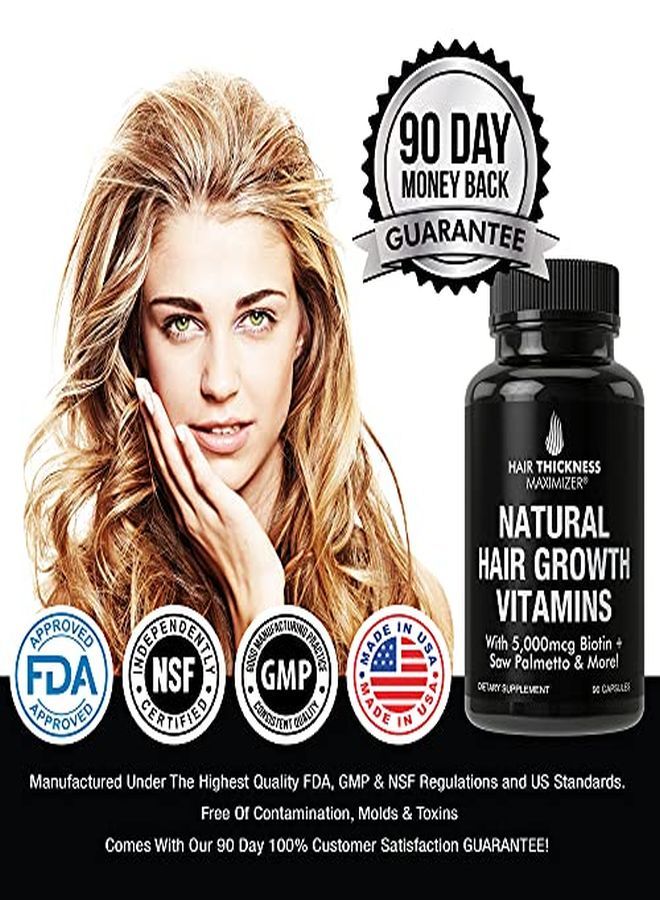 HAIR THICKNESS MAXIMIZER Hair Regrowth Vitamin Supplement With Biotin 5000 Mcg, Collagen, Saw Palmetto. Stop Hair Loss, Get Thicker Hair For Men, Women. Made In Usa  - Image 5
