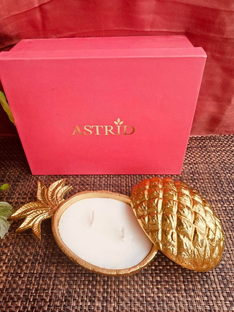 Astrid Home Decor Gift Set Decorative Pineapple Figurine and Candle - Image 3