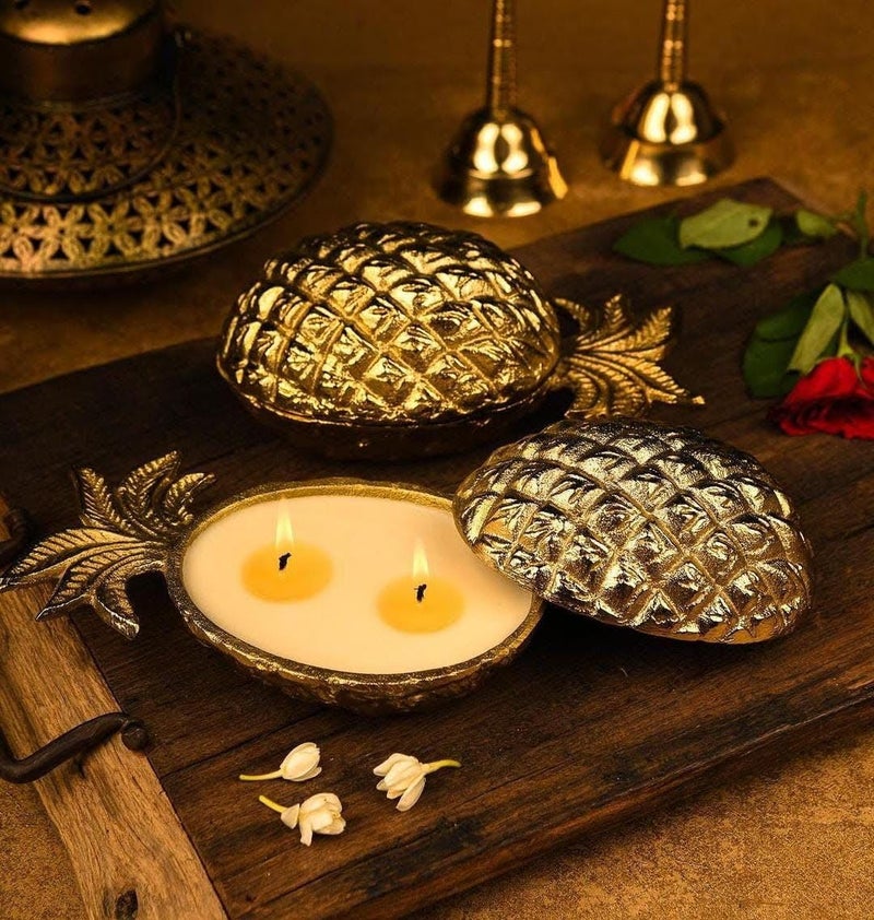 Astrid Home Decor Gift Set Decorative Pineapple Figurine and Candle - Image 2