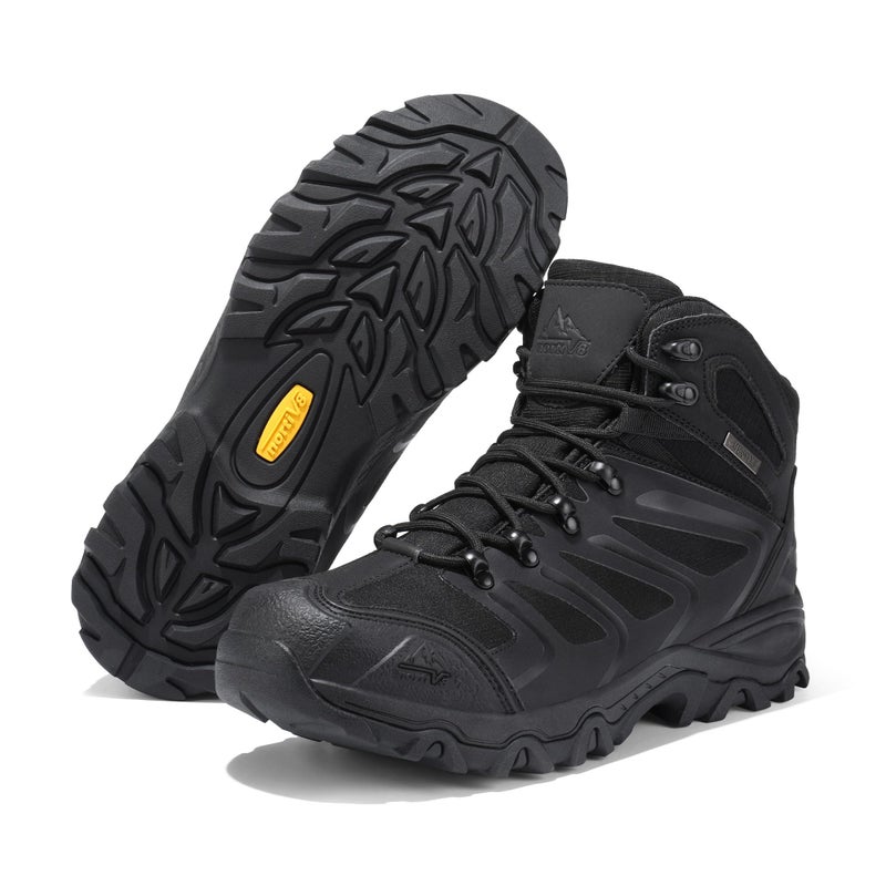 NORTIV 8 Men's Ankle High Waterproof Hiking Boots Outdoor Lightweight Shoes Trekking Trails Armadillo,Size 10,All Black,160448_M - Image 4