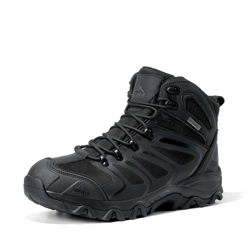 NORTIV 8 Men's Ankle High Waterproof Hiking Boots Outdoor Lightweight Shoes Trekking Trails Armadillo,Size 10,All Black,160448_M - Image 1