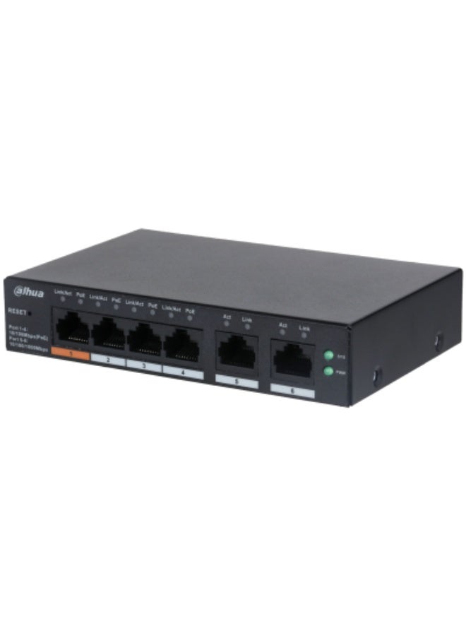 6-Port Cloud Managed Desktop Switch with 4-Port PoE - Black