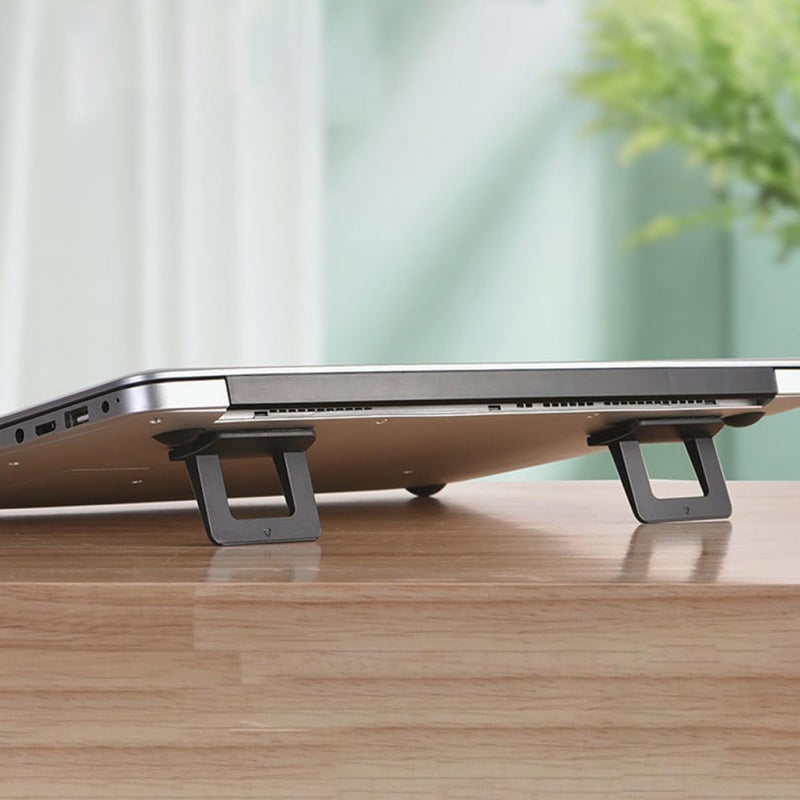 KESYOO Laptop Stand Riser 2pcs Anti-Slip Notebook Holder Ergonomic PC Material Black Laptop Support for Desktop Use Portable Cooling Elevation - Image 4