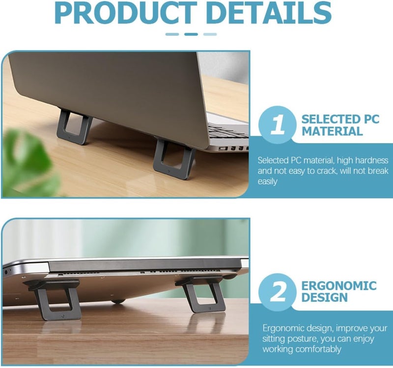 KESYOO Laptop Stand Riser 2pcs Anti-Slip Notebook Holder Ergonomic PC Material Black Laptop Support for Desktop Use Portable Cooling Elevation - Image 5
