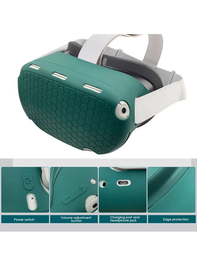 ملحقات الواقع الافتراضي / المعزز: غلاف سيليكون لجهاز Oculus Quest 2، يناسب سماعة الرأس Quest 2، يشمل حماية للسماعة، وسادات للعيون، ومقابض، معززات للواقع الافتراضي. - Image 2