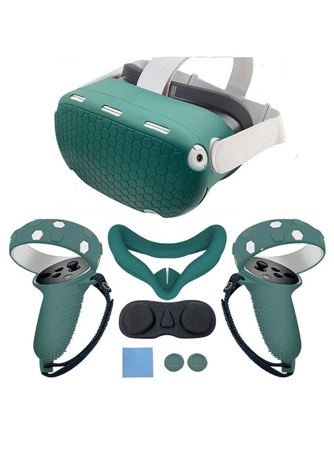 ملحقات الواقع الافتراضي / المعزز: غلاف سيليكون لجهاز Oculus Quest 2، يناسب سماعة الرأس Quest 2، يشمل حماية للسماعة، وسادات للعيون، ومقابض، معززات للواقع الافتراضي. - Image 1