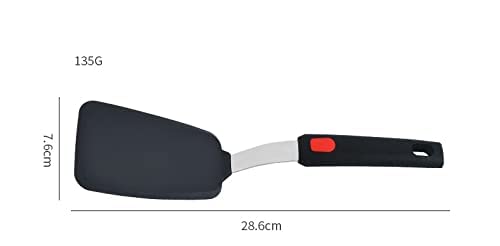 UNIQUE CART® Silicone Slotted Turner Spatula with Stainless Steel Metal Handle,Heat Resistant Silicone Utensils Spatula Turner for Kitchen Cooking(Medium Black) - Image 2