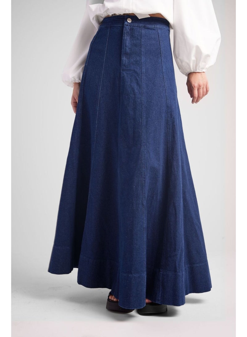 Hijab House Panelled Denim Skirt - Image 1