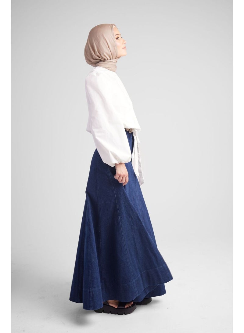 Hijab House Panelled Denim Skirt - Image 5