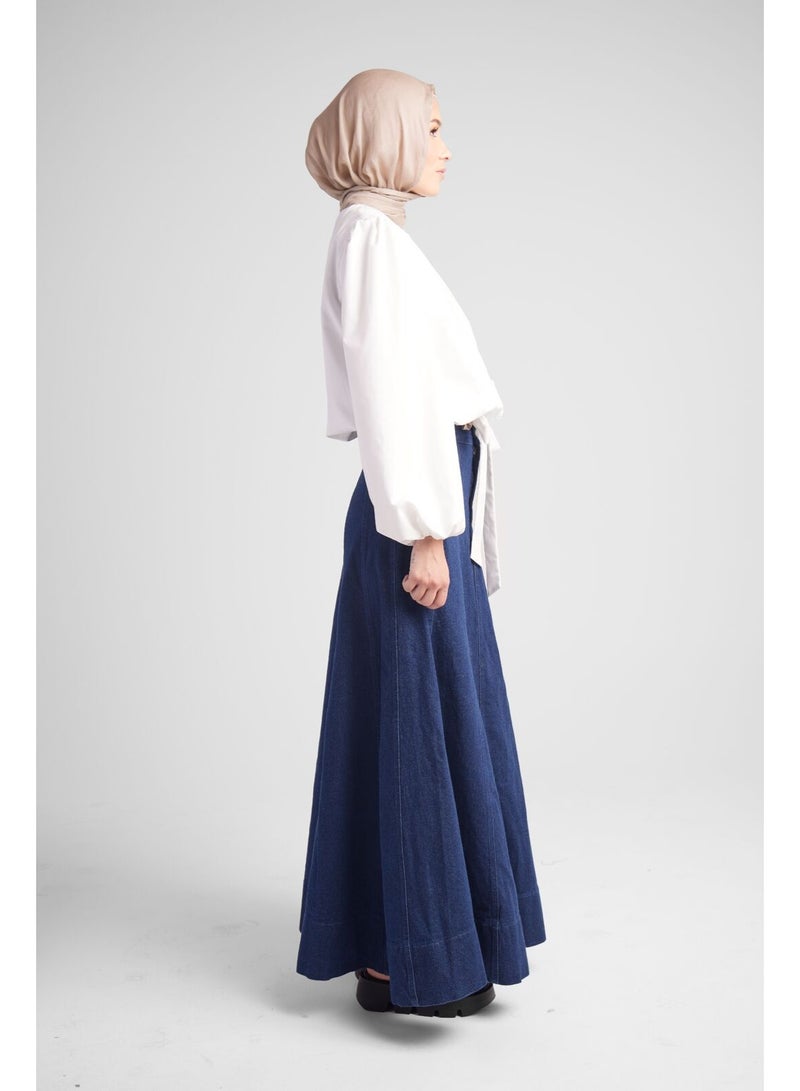 Hijab House Panelled Denim Skirt - Image 4