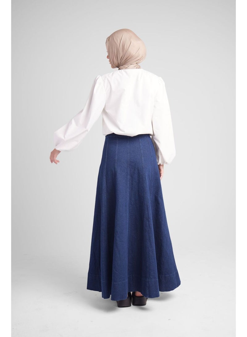 Hijab House Panelled Denim Skirt - Image 3