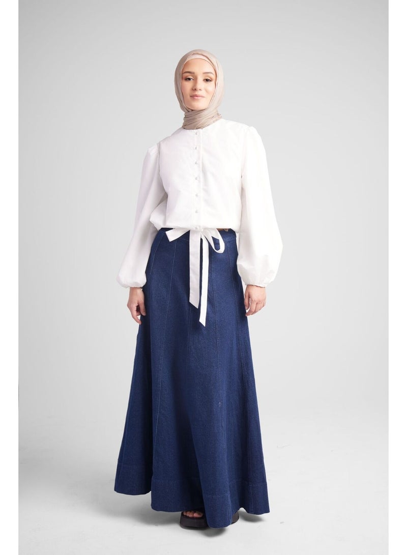 Hijab House Panelled Denim Skirt - Image 2