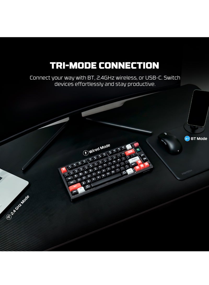 فانتيك لوحة مفاتيح ألعاب ميكانيكية لاسلكية بمفتاح أحمر، 79 مفتاحًا - وضع ثلاثي (بلوتوث/2.4 جيجاهرتز/USB-C)، لوحة مفاتيح ألعاب غشائية بإضاءة خلفية RGB بـ 20 تأثيرًا، بطارية 450 ساعة، 4000 مللي أمبير/ساعة - لأجهزة الكمبيوتر/ماك، والألعاب، والمكتب - Image 4