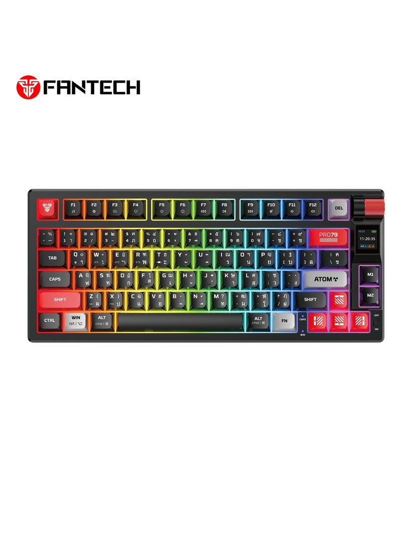 فانتيك لوحة مفاتيح ألعاب ميكانيكية لاسلكية بمفتاح أحمر، 79 مفتاحًا - وضع ثلاثي (بلوتوث/2.4 جيجاهرتز/USB-C)، لوحة مفاتيح ألعاب غشائية بإضاءة خلفية RGB بـ 20 تأثيرًا، بطارية 450 ساعة، 4000 مللي أمبير/ساعة - لأجهزة الكمبيوتر/ماك، والألعاب، والمكتب - Image 1