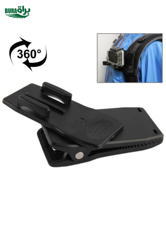 360 Degree Rotation Quick Release Backpack Hat Clip Clamp Mount for GoPro, Insta360, DJI and Other Action Cameras