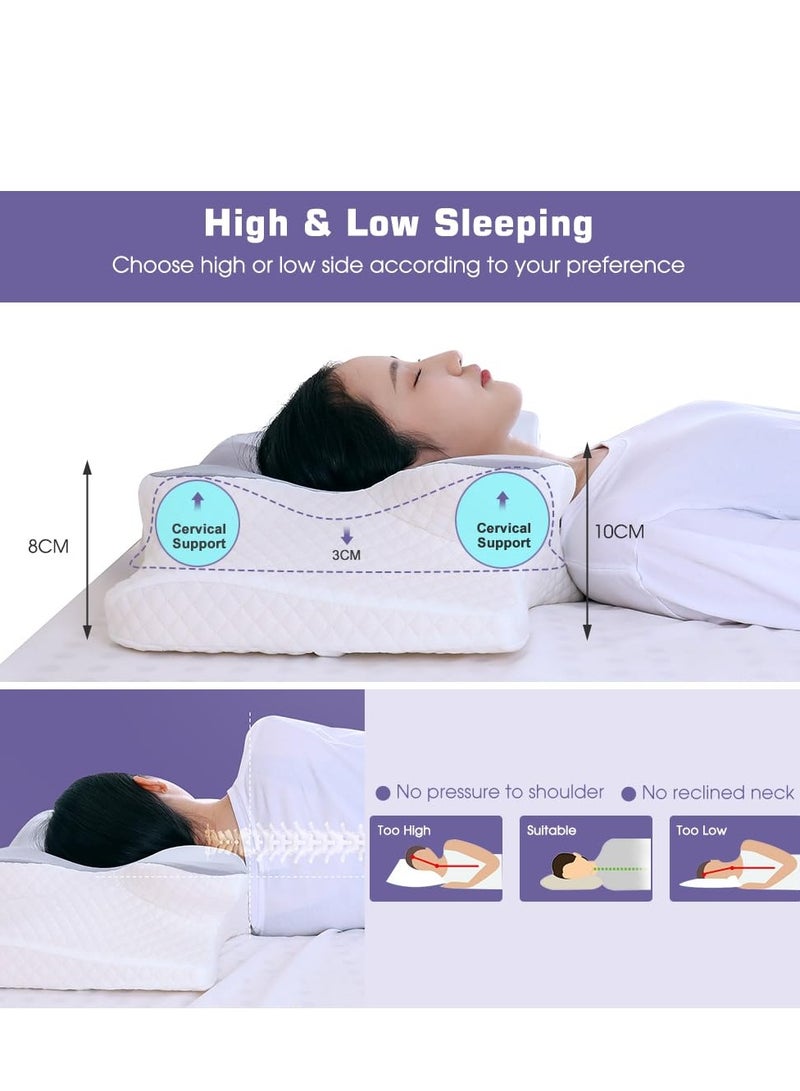 MIXDE Butterfly Shape Cervical Pillow for Shoulder and Neck Pain Relief, Memory Foam Neck Pillow, Ergonomic Orthopedic Neck Support Pillow for Side Back Stomach Sleeping with Washable Cover and storage bag  - Image 4