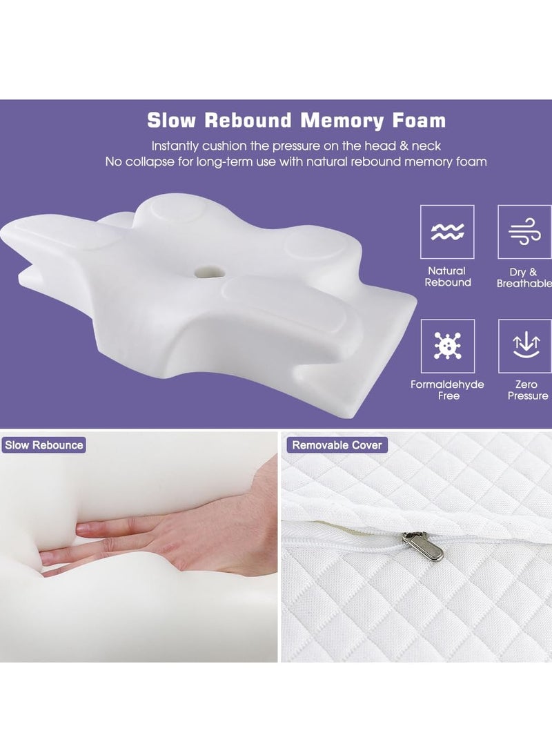 MIXDE Butterfly Shape Cervical Pillow for Shoulder and Neck Pain Relief, Memory Foam Neck Pillow, Ergonomic Orthopedic Neck Support Pillow for Side Back Stomach Sleeping with Washable Cover and storage bag  - Image 5