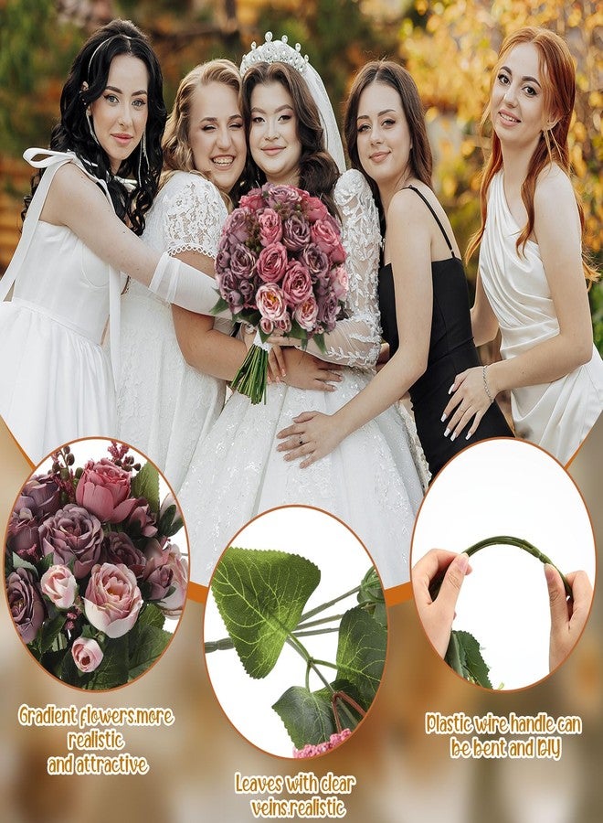 Geosar Artificial Peonies Flowers Fake Silk Peony Bouquet Faux Peonies Flowers Bulk for Decoration Vase Floral Arrangements Wedding Party Table(Plum Purple,16 Bundles) - Image 3