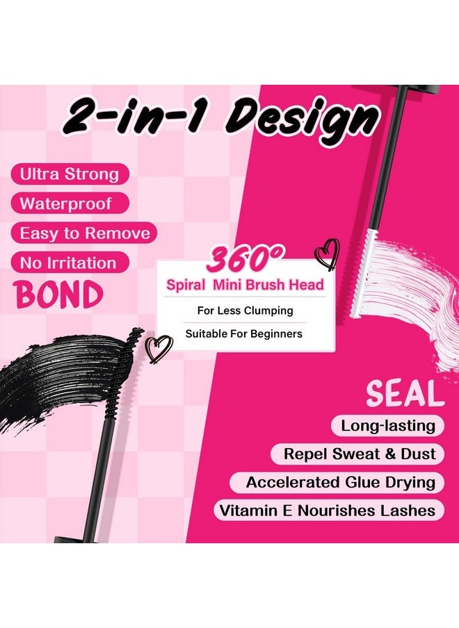 PRO LASHBEAUTY Lash Bond And Seal Cluster Lash Glue & Seal Waterproof Bond And Seal Cluster Lash Glue For Diy Eyelash Extensions Waterproof Strong Hold (5Ml+5Ml, Black Bond & Clear Seal)  - Image 1