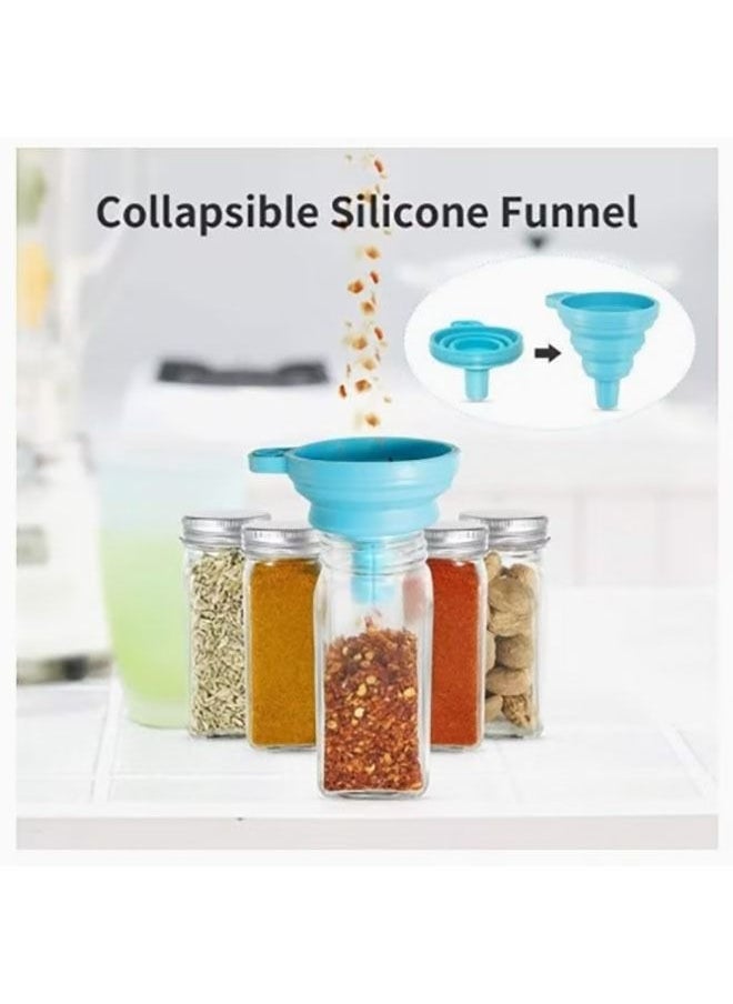 Glass Spice Jars,24-Piece Empty Square Spice Bottles Containers with Shaker Lids and 24 Spice Labels and Chalk Marker and Silicone Collapsible Funnel