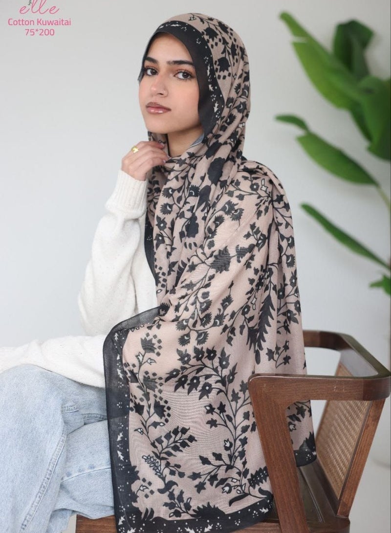 طرحة وشاح حجاب إسلامي قطني فاخر للنساء للمناسبات والأيام العادية - مقاس (200 سم × 75 سم)