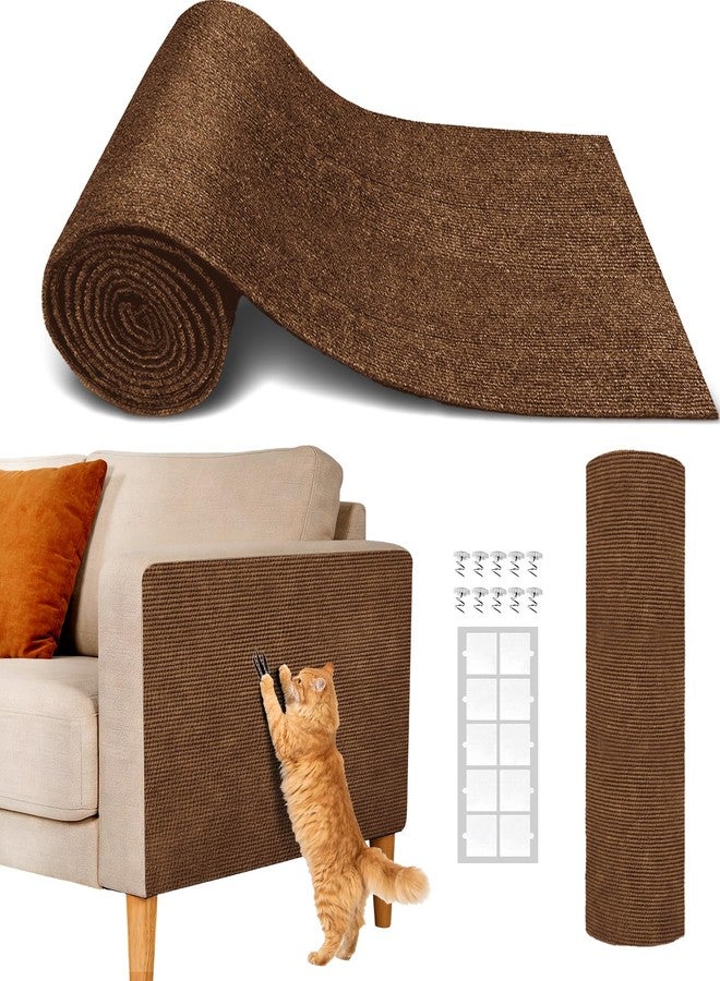 SEPAZON Cat Scratch Couch Furniture Protector, Adhesive Cat Scratch Pad Deterrent for Furniture, DIY Climbing Cat Scratcher Couch Protector from Cat Claws Scratching Mat for Indoor (Brown,78.7x15.8Inch) - Image 1