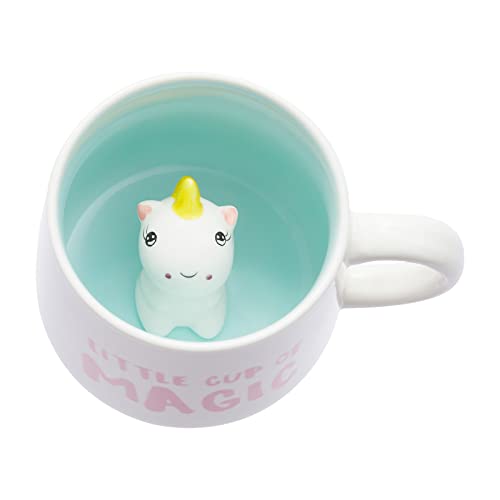 Jeuhoue Unicorn Ceramic Cup Hidden 3D Animal Inside Mug12 oz Lovely Mug for Christmas Birthday Valentines Day Gifts Surprise Gifts for Friends and Families Unicorn 12oz