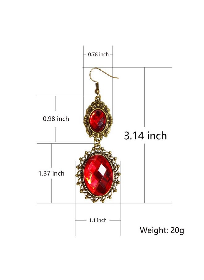 RareLove - Lolita Red Rhinestone Teardrop Chandelier Dangle Earrings (Red Set) - Image 1