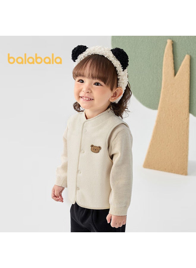 Balabala Children's Clothing, Reversible Vest, And Winter Style, Lambswool Top, Clothes For Boys And Girls - Image 4