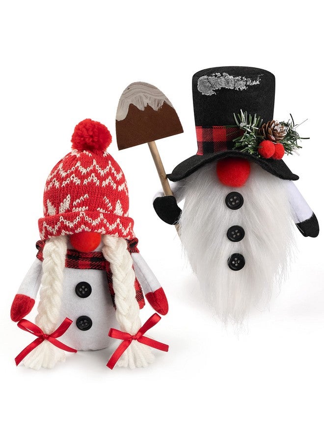 D-FantiX Christmas Snowman Gnomes Plush, 2 Pack Handmade Swedish Tomte Gnomes Scandinavian Figurine Nordic Gnome Plush Christmas Elf Doll Ornaments Christmas Gnomes Decorations Home Decor - Image 1