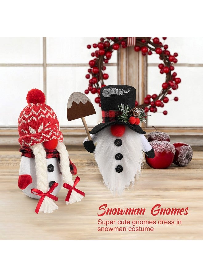 D-FantiX Christmas Snowman Gnomes Plush, 2 Pack Handmade Swedish Tomte Gnomes Scandinavian Figurine Nordic Gnome Plush Christmas Elf Doll Ornaments Christmas Gnomes Decorations Home Decor - Image 2