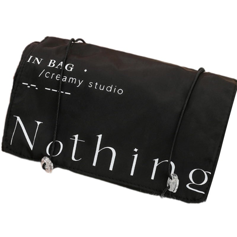 Black Portable Makeup Bag Roll Up Cosmetic Large Capacity Toiletry Brush Holder Detachable Washable - Image 2