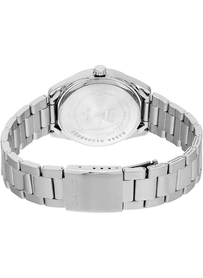 كاسيو ساعة كاسيو MTP‑1302DS‑7AVDF للرجال – قرص من عرق اللؤلؤ أبيض، سوار فضي من الستانلس ستيل، قطر 38.5 مم، عرض التاريخ، مقاومة ماء حتى 50 م، حركة كوارتز - Image 4