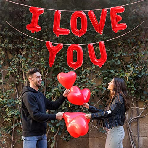 Propsicle Red I Love You Letter Helium Gas Foil Balloon Wedding Anniversary Party Valentine's Day Decoration Happy Birthday Decoration Item - Pack of 1 - Image 4