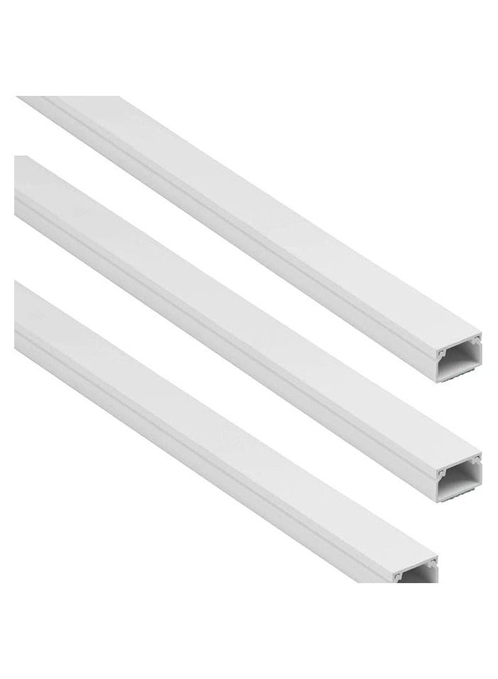 ABBASALI 90cm Square Cable Box Self Adhesive PVC Trunking White Red Sticker Wall Cord Cover Cable Concealer On-Wall Wire Cover Paintable Cable Management Raceway to Hide Wires - Pack of 3 (25x16MM) - Image 1