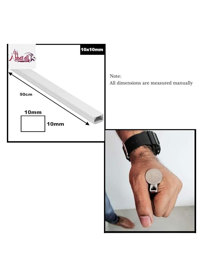 ABBASALI 90cm Square Cable Box Self Adhesive PVC Trunking White Red Sticker Wall Cord Cover Cable Concealer On-Wall Wire Cover Paintable Cable Management Raceway to Hide Wires - Pack of 3 (25x16MM) - Image 2