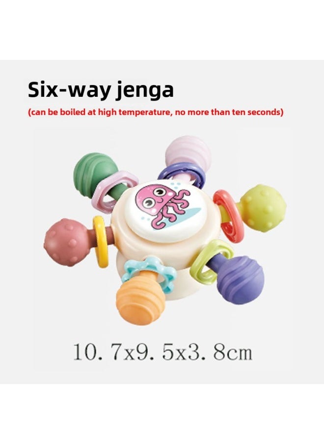 Generic - Spinning Ball Manhattan Stacked Spinning Ball Hand Grasping Ball Children's Baby Early Education Educational Grasping Toy-Color:Six-channel Jenga Spin {color Box} - Image 1