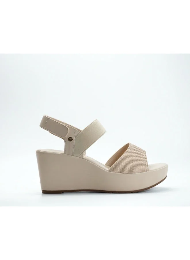 092-3123 Michelle Morgan Women's Ankle Strap Wedge Heel Sandals 514RJ339 Beige
